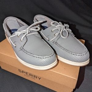 Sperry Grey Canvas boat shoes sz8